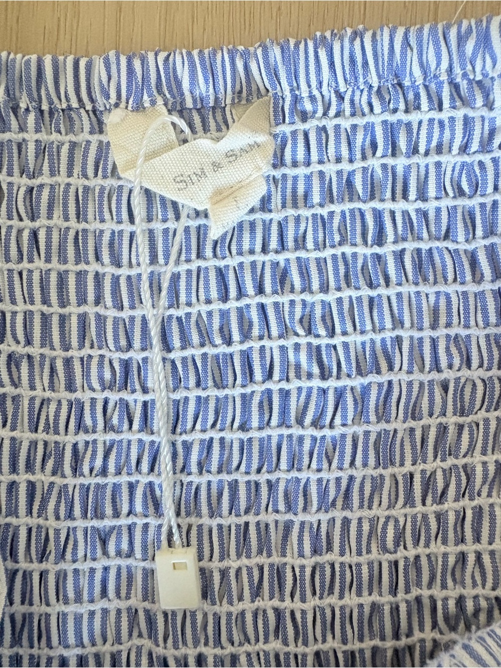 Womans Blue Maxi Dress with Smocked Bodice pinstripe - Picture 6 of 6